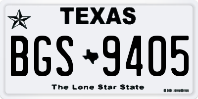 TX license plate BGS9405