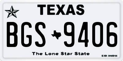 TX license plate BGS9406