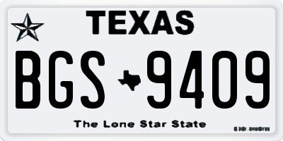 TX license plate BGS9409