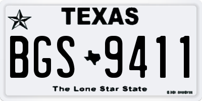 TX license plate BGS9411