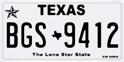 TX license plate BGS9412