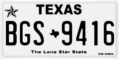 TX license plate BGS9416