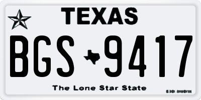 TX license plate BGS9417