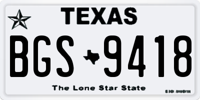 TX license plate BGS9418