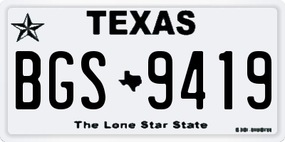 TX license plate BGS9419