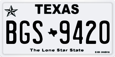 TX license plate BGS9420