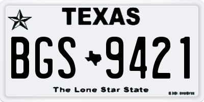 TX license plate BGS9421