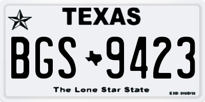 TX license plate BGS9423