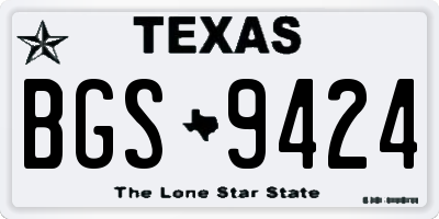 TX license plate BGS9424