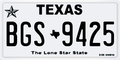 TX license plate BGS9425