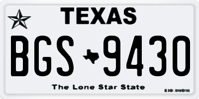 TX license plate BGS9430