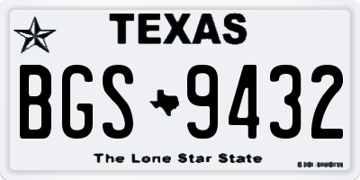 TX license plate BGS9432