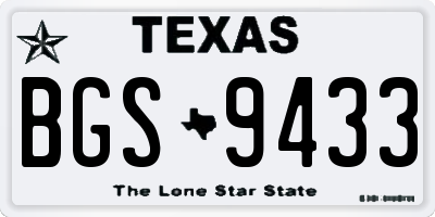 TX license plate BGS9433