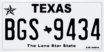 TX license plate BGS9434