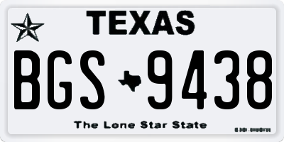 TX license plate BGS9438