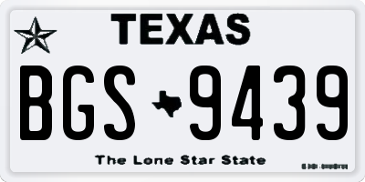 TX license plate BGS9439