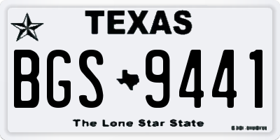 TX license plate BGS9441