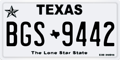 TX license plate BGS9442