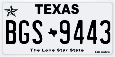 TX license plate BGS9443