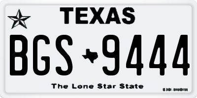 TX license plate BGS9444