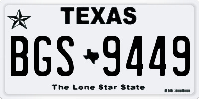 TX license plate BGS9449