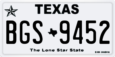 TX license plate BGS9452