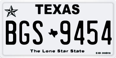 TX license plate BGS9454