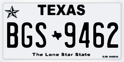 TX license plate BGS9462