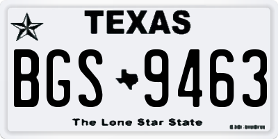 TX license plate BGS9463