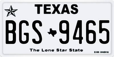 TX license plate BGS9465