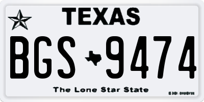 TX license plate BGS9474