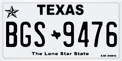 TX license plate BGS9476