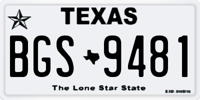 TX license plate BGS9481