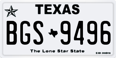 TX license plate BGS9496