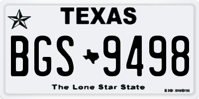 TX license plate BGS9498