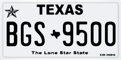 TX license plate BGS9500