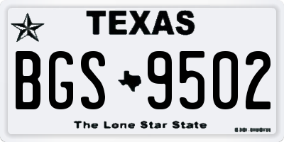 TX license plate BGS9502