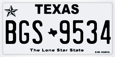 TX license plate BGS9534