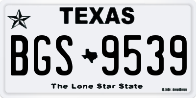 TX license plate BGS9539