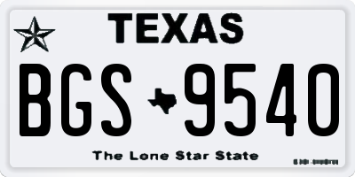 TX license plate BGS9540