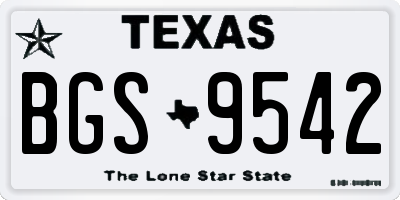 TX license plate BGS9542