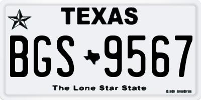 TX license plate BGS9567
