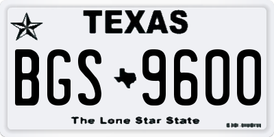 TX license plate BGS9600