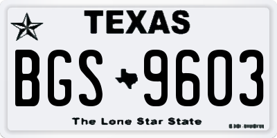 TX license plate BGS9603
