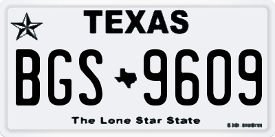 TX license plate BGS9609
