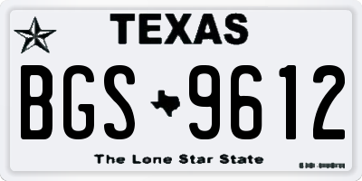 TX license plate BGS9612