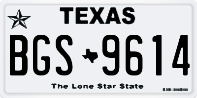 TX license plate BGS9614