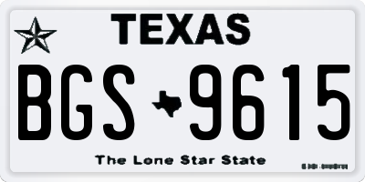 TX license plate BGS9615