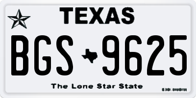 TX license plate BGS9625