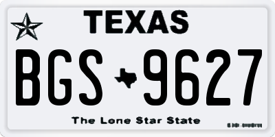TX license plate BGS9627